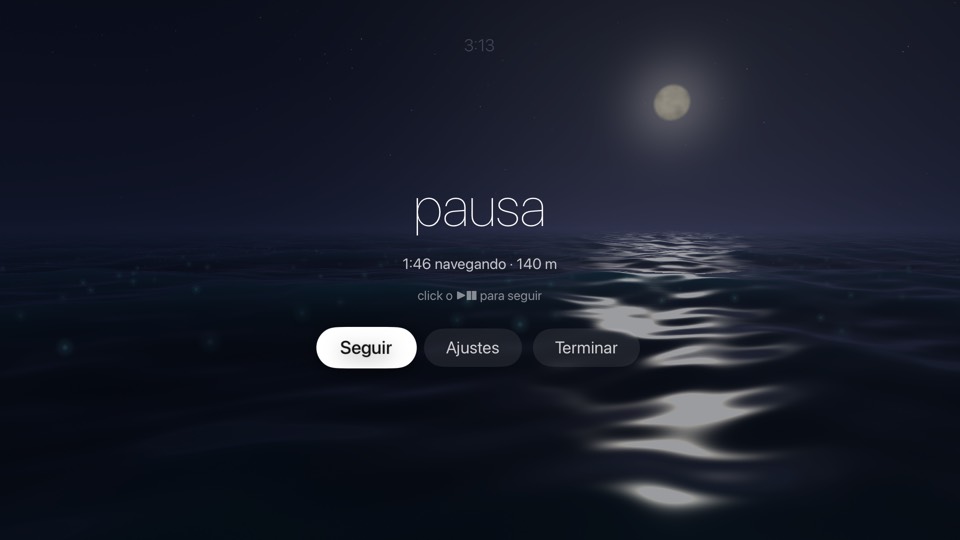 Sail mode at night with bioluminescence, paused, showing time and distance sailed